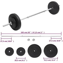 vidaXL Langhantel mit Gewichten Set 30 kg rot