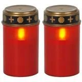 Star Trading LED Grablicht mit Timer Grabkerzen mit Batterie rot 2er-Set in Rot | Gr.: onesize