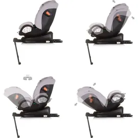 Chipolino Kindersitz Tourino i-Size (40-150cm) Isofix, höhenverstellbar, drehbar hellgrau - Grau/Schwarz