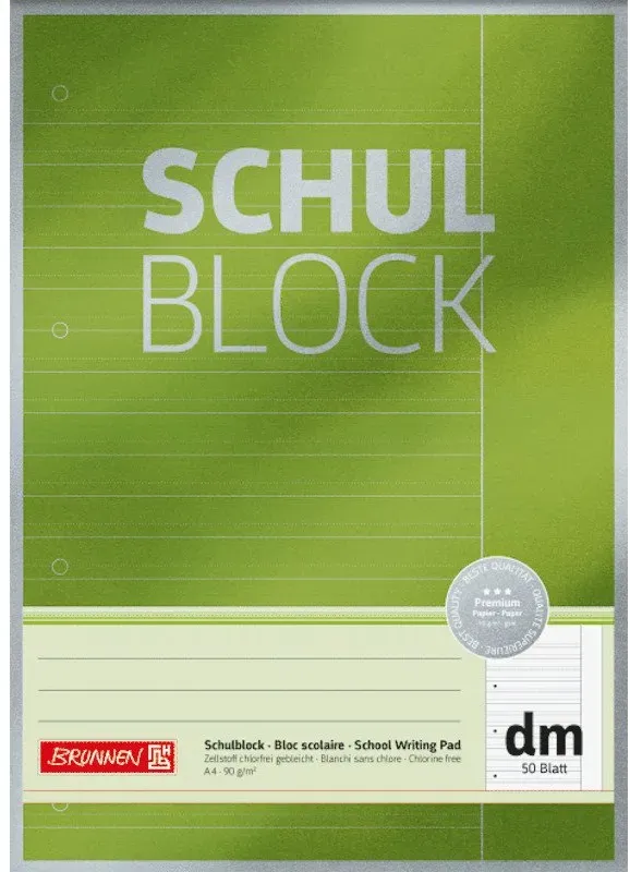 Schulblock Lineatur DM, DIN A4, 90g, 50 Blatt