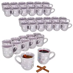 36x Glühweinbecher 0,2L Brillant violett Weihnachtslandschaft Keramik geeicht