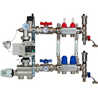 ENVIRON- Heizkreisverteiler [2-12 Heizkreise] mit Festwertregelset, Kugelhahn Set und Schnellentlüfter Set | Hocheffizienzpumpe (Umwälzpumpe: Wilo Para 25/6, 2 Heizkreise)