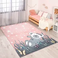 Carpet City Teppich Kinderzimmer Teddy-Bär - rosa, Grau -
