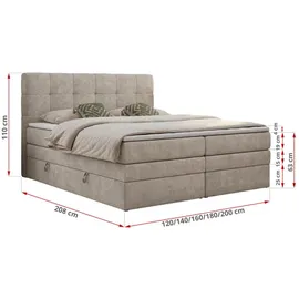 MKS Meble Boxspringbett mit Bettkasten ¦ beige ¦ Maße (cm): B: 180 H: 110
