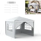FIVMEN Garten Pavillon 3x3 m mit 4 Seitenteilen, Wasserdichtes Partyzelt, Stabiler Stahlrahmen, Sonnenschutz & Wetterfest, Oxford-Gewebe, Gartenpav... - Grau