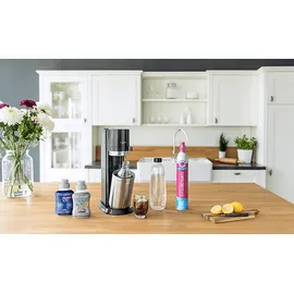 Sodastream Duo schwarz + Glaskaraffe + PET-Flasche + Zylinder