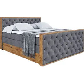 altdecor Boxspringbett 180 x 200 cm H3 Grau
