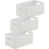 Rotho Country 3er-Set Aufbewahrungsbox 6l in Rattan-Optik, Kunststoff (PP) BPA-frei,Mistletoe Weiss, 3 x A5/6l (28.0 x 18.5 x 12.6 cm)