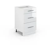 Vicco Küchenunterschrank Fame-Line Weiß Hochglanz/Weiß 50 cm ohne Arbeitsplatte