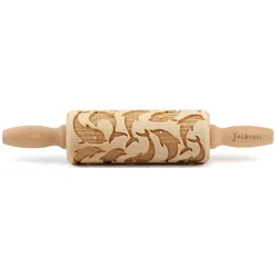Teigroller FOLKROLL "Delfine", braun (holzfarben), L:23cm Ø:4,5cm, Buchenholz, Teigroller, Keksteig im Handumdrehen mit Motiv versehen