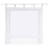 Delien Heichkell Voile Raffrollo Sterne Muster Transparente Raffgardine mit Schlaufen Sterne Schlaufenrollo Kinderzimmer Vorhang BxH 140x140cm Weiß-Grau