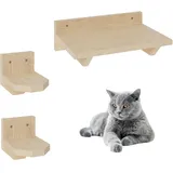 QLS Katzenliege Kletterwand Wandmontage Katzenmöbel Klettern Katzenwand Katzentreppe Katzenstufen Set 2 Stufen + 1 Bett
