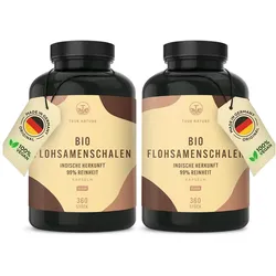Bio Flohsamenschalen Kapseln - 85% Ballaststoffgehalt, Vegan 2x360 St