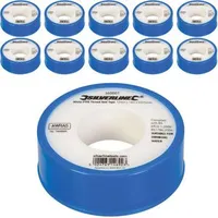 Silverline Dichtungsband 250475 PTFE, 10 Stück, wasserdicht, weiß, 12mm