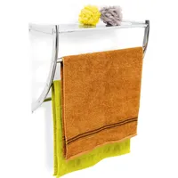 Relaxdays Wandhandtuchhalter HxBxT:43x56x23cm, 3 Handtuchstangen und Ablagefläche als Badregal