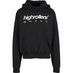 Kapuzensweatshirt MISTERTEE "MisterTee Highrollers Oversize Hoody", Herren, Gr. M, schwarz, 100% Baumwolle, bedruckt, Langarm, Sweatshirts