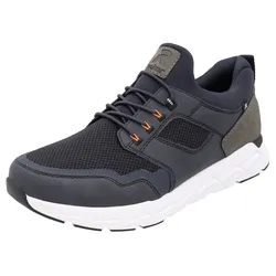 Slip-On Sneaker RIEKER SPORT, Herren, Gr. 44, grau (nachtblau, grau), Textil, Lederimitat, sportlich, Schuhe, aus der neuen Christoph Kramer Kollektion, mit MemoCup-Innensohle