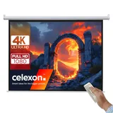 Celexon basic Motor-Leinwand 135" | 240x240 cm 1:1 | elektrische Full-HD 4K Beamer-Leinwand für Heimkino oder Büro-Präsentationen | geeigent zur Deckenmontage oder Wandmontage | inkl. Fernbedienung
