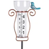 Venniy Regenmesser Outdoor mit Metallpfahl, Regenmesser Gusseisen Vogel für Hof, Rasen, Garten, Zaundekoration, (Metal Rain Gauge 4 Inch)
