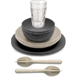 Kombiservice KOZIOL "CLUB SET SKAGEN", nature ash grau, nature desert sand, 10 tlg., Kunststoff, Geschirr-Sets, spülmaschinengeeignet, melaminfrei, CO2 neutrale Produktion