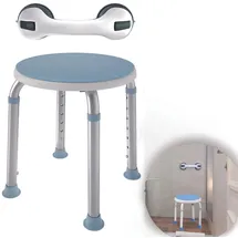 UISEBRT 360° drehbarer Duschhocker höhenverstellbar Anti-Rutsch mit Saugnapf Haltegriff