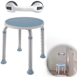 UISEBRT 360° drehbarer Duschhocker höhenverstellbar Anti-Rutsch mit Saugnapf Haltegriff