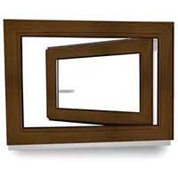 Kellerfenster - Fenster - Dreh- & Kippfunktion - innen nussbaum/außen nussbaum - BxH: 100 x 50 cm - 1000 x 500 mm - DIN Links - 2 fach Verglasung - 60 mm Profil