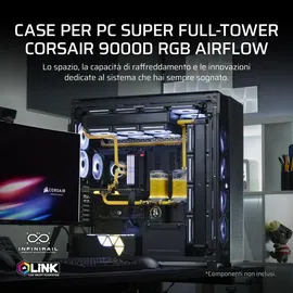 Corsair 9000D Airflow – Geräumige Innenraum – InfiniRailTM-Lüfterhalterungssystem – Keine Ventilatoren Inbegriffen – iCUE LINK RGB Super Full-Tower-PC-Gehäuse