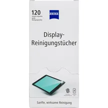 Zeiss Display-Reinigungstücher alkoholfrei 120 Stück zur sicheren & effektiven Reinigung optischer Flächen - jedes Tuch einzeln verpackt - ideal für unterwegs oder auf Reisen