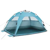 Qeedo Quick Palm Strandmuschel mit UV-Schutz (UV80) & kleinem Packmaß - Leichtes, schnell aufzubauendes Strandzelt (Quick-Up System) bietet Sonnenschutz & Windschutz am Strand, vor allem für Kinder