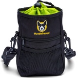 Hundefreund Großer Futterbeutel für Hunde zum Hundetraining | 4 in 1 Futtertasche mit Bauchgurt, Gürtelclip, Gürtelschlaufen und Schulterriemen | 4 Fächer Leckerli-Beutel (19x14x7 cm)