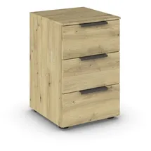 Rauch Möbel Flipp, Kommode für Schlafzimmer, Kinderzimmer, Wohnzimmer, Jugendzimmer, Flur, Garderobe, 3 Schubladen, mit Softclose-Funktion, Farbe Eiche Artisan, Holz, Breite 40 cm,