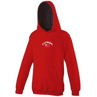 Supportershop Unisex Kinder Sweat Enfant Capuche Rugby Tonga Rugby Tonga Kapuzenpullover für Kinder, Rot, S (5-6)