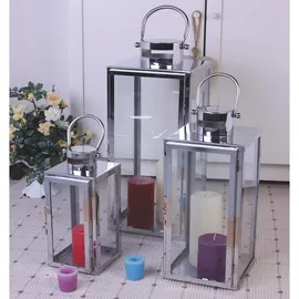 Mojawo Laterne Luxus Edelstahl Laternen 3er Set 30/40/53cm