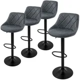 ML-Design Barhocker 4er Set, Bezug aus Kunstleder Anthrazit Gepolsterter Barstuhl mit Rückenlehne und Fußstütze, Tresenhocker höhenverstellbar, 360° drehbar, Bistrohocker Hocker Drehstuhl Barstühle