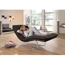 W.Schillig Relaxliege daily dreams Leder 95 x 91 x 170 cm braun mit Kissen