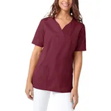 CLINIC DRESS Schlupfkasack Damen Kasack für die Pflege 1/2 Arm Regular Fit Länge ca. 70 cm 50% Baumwolle 95 Grad Wäsche Bordeaux XXL - XXL