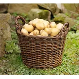 Dekoleidenschaft Füllkorb "Natur" aus Weide, mit Griffen, Obstkorb, Kartoffelkorb, Aufbewahrungskorb