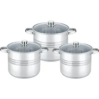Cheffinger Kochtopf Pfannen Topfset Glasdeckel 6-tlg Induktion, Edelstahl, CF-SP4
