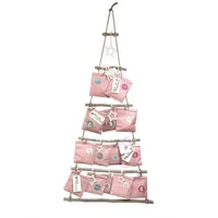 Frau WUNDERVoll® DIY Adventskalender Weihnachtsbaum rosa Papiertüten, Ziffern pastell, Höhe ca 110 cm/Holz Leiterbaum Adventskalender Weihnachten Advent Deko Tannenbaum Wanddekoration