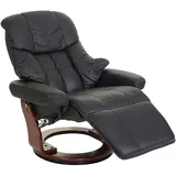 Robas Lund MCA Relaxsessel Calgary 2, Fernsehsessel Sessel, Echtleder 150kg belastbar ~ schwarz, Walnuss-Optik