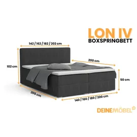dein schlaf 24 BOXBETT LON IV 160/200 in Cord Anthrazit H4