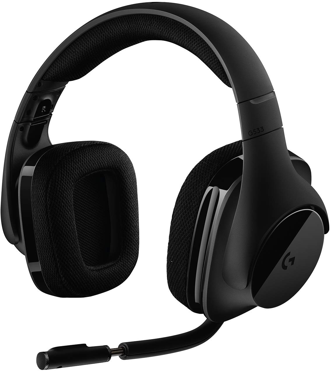 Logitech G533 kabelloses Gaming-Headset, 7.1 Surround Sound, DTS Headphone:X, 40mm Treiber, 2.4 GHz, Noise-Cancelling Mikrofon, Wireless Verbindung, 15-Stunden Akkulaufzeit, PC/Mac - Schwarz