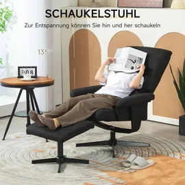 Homcom Relaxsessel mit Hocker Gepolstert 81 x 102 x 74 cm Schwarz
