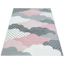 Wunderschöne Kinderteppich rechteckig/ Rund, Höhe 7 mm, Wolken Motiv, Kurzflor