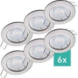 Oktaplex lighting Oktaplex 6er Set Deckeneinbaustrahler Sedan Stufenlos dimmbar Warmweiß 3000K 380lm Gebürstete Edelstahloptik Spot