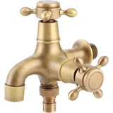 Ymyny - Crediri Waschmaschinen-Wasserhahn, Außenwasserhahn, Mehrzweck-Wasserhahn, 1 Einlass, 2 Auslass, Wasserhahn, galvanisierter