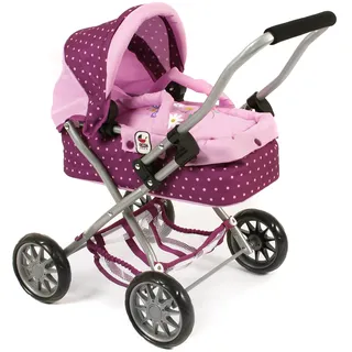 Bayer Chic 2000 Puppenwagen Smarty – Erster Puppenbuggy mit Tragetasche, Dots Brombeere