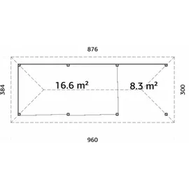 Palmako Pavillon Bianca 24,9 m2 Set 217 Slide - 28 mm transparent tauchgrundiert
