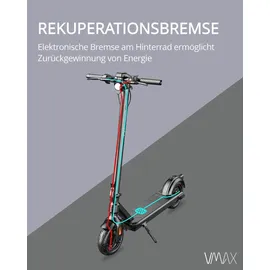 Vmax E-Scooter mit Straßenzulassung mit Blinkern, Elektroroller Max.20km/h, 35 km Reichweite - Schwarz